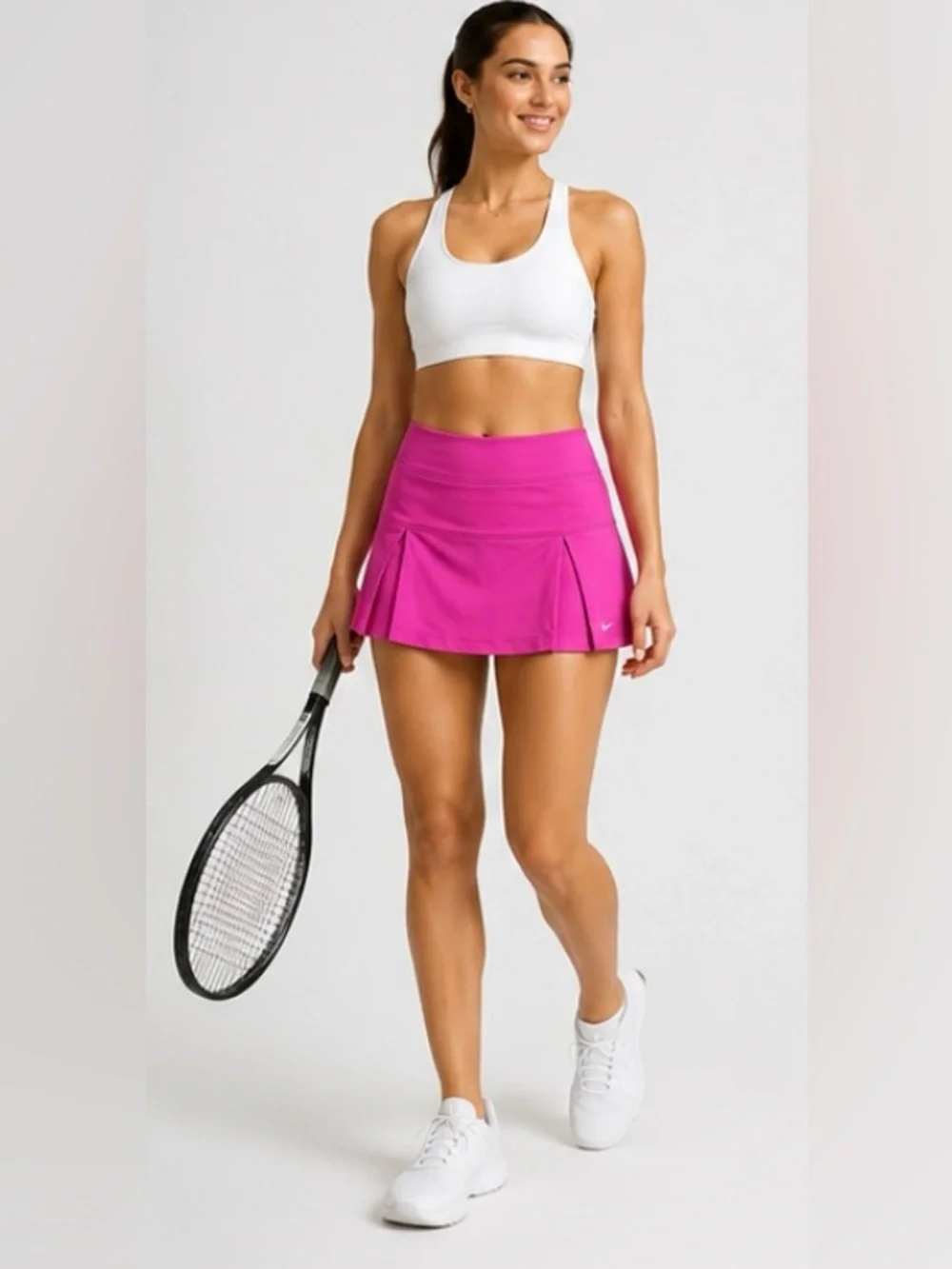 Nike Dri-fit Power Pleat Tennis Skirt Fuchsia Womens 87% poly 13% spandex EUC L